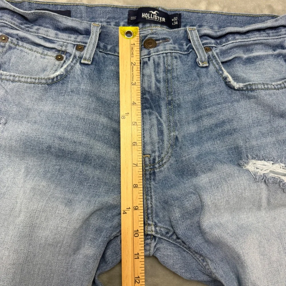 Hollister Mens‎ Skinny Jeans Light Wash Distressed Denim W32 L34 (meas 34x33)